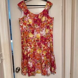 Dressbarn Vibrant Pink and Orange Dress